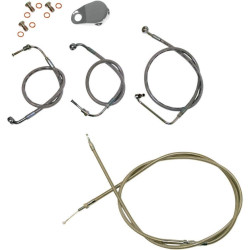 PartzBiz HD DS06100288 - Stainless Braided Kit Cables Kits for 08-13 Harley FLH/T W/O ABS 15"-17" Apes | LA-8010KT-16