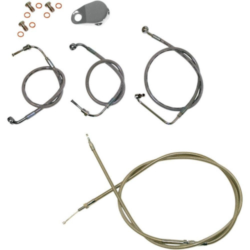 PartzBiz HD: 4402814-Stainless Braided Kit Cables Kits for 08-13 Harley FLH/T W/O ABS 18"-20" Apes | LA-8010KT-19