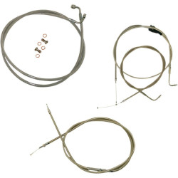 PartzBiz HD DS06100294 - Stainless Braided Kit Cables Kits for 96-07 Harley FLHT/X 15"-17" Apes | LA-8005KT-16