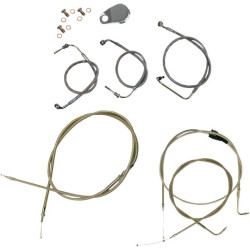 PartzBiz HD DS06100299 - Stainless Braided Kit Cables Kits for 96-07 Harley FLTR FLHR 12"-14" Apes | LA-8006KT-13
