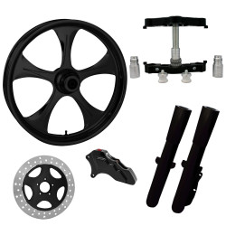 PartzBiz HD STRATOS-SNGL-BLK-KIT-23PCKG - ยางล้อ Stratos สีดำ 23” ด้านเดียวพร้อมท่อนล่างและตัวเลื่อนแบบ Raked Triple Trees | STRATOS-SNGL-BLK-KIT-23PCKG