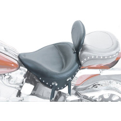 PartzBiz HD MD79104 - Mustang Seat Wide Chrome Studded Solo Seat w/ Backrest Harley 89-99 FLSTS | 79104 PartzBiz HD MD79104 - Mustang Seat Wide Chrome Studded Solo Seat w/ Backrest Harley 89-99 FLSTS | 79104