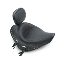 PartzBiz HD MD79532 - Mustang Wide Chrome Studded Solo Seat พร้อมพนักพิง Harley 06-10 FXST 07-17 FLSTF | 79532 PartzBiz HD MD79532 - Mustang Wide Chrome Studded Solo Seat พร้อมพนักพิง Harley 06-10 FXST 07-17 FLSTF | 79532
