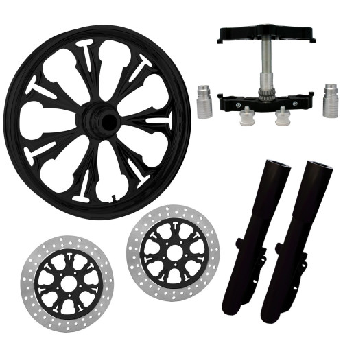 PartzBiz HD: 4402702-ยางล้อ Summit Black 23” Dual Rotors พร้อมท่อนล่างและตัวเลื่อนแบบ Raked Triple Trees | Summit-DUAL-BLK-KIT-PCKG