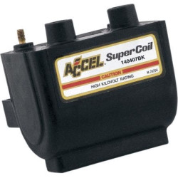 PartzBiz HD 140406BK - Accel Dual Fire Super Coil 4.7Ohm สีดำ 140406Bk ไฟฟ้าแรงสูง 1965-1979 Harley 2102-0105 21020105