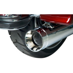 PartzBiz HD DS18011146-1 - Supertrapp Stout Chrome 4" Slip On Mufflers Harley Milwaukee M8 FLH/T 10-16 | 140-65226