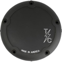 PartzBiz HD DS11070589 - Thrashin Supply Black Dished Billet Derby Cover 5-Hole Evo TSC-3011-41107-0589 11070589