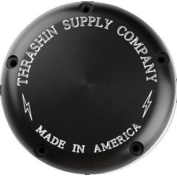 PartzBiz HD DS11070587 - Thrashin Supply Black Classic Billet Derby Cover 5-Hole Evo Big Twin TSC-3010-4 1107-0587 11070587