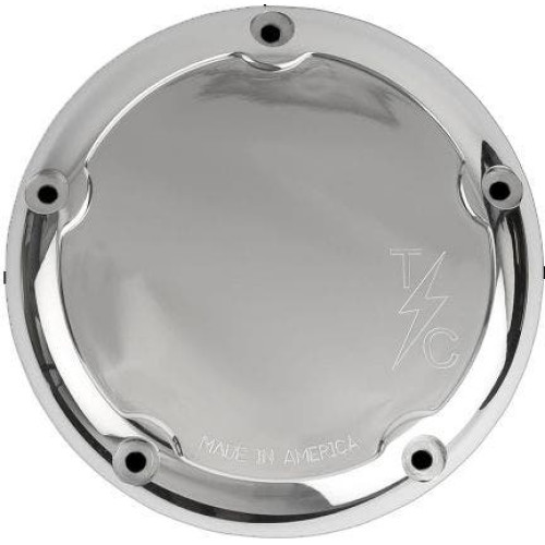 PartzBiz HD: 4402418-Thrashin Supply Polished Silver Dished Billet Derby Cover 5-Hole Evo TSC-3011-2 1107-0588 11070588
