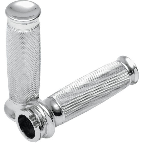 PartzBiz HD: 4402333-Todds Cycle Aluminum Vice Chrome Hand Grips w/ Knurl Harley Cable Throttle 84-17 | VGK-1 PartzBiz HD: 4402333-Todds Cycle Aluminum Vice Chrome Hand Grips w/ Knurl Harley Cable Throttle 84-17 | VGK-1