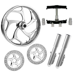 PartzBiz HD TORSION-DUAL-CHR-KIT-PCKG - ล้อยาง Torsion Chrome 23” Dual Rotors พร้อมท่อนล่างและตัวเลื่อนแบบ Triple Trees แบบหักศอก | แรงบิด-DUAL-CHR-KIT-PCKG