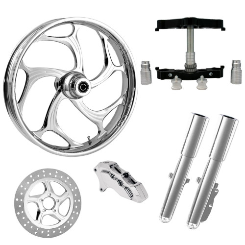 PartzBiz HD: 4402284-ล้อยาง Torsion Chrome 23 ” ด้านเดียวพร้อมท่อนล่างและตัวเลื่อนแบบ Raked Triple Trees | ทอร์ชั่น-SNGL-CHR-KIT-23PCKG