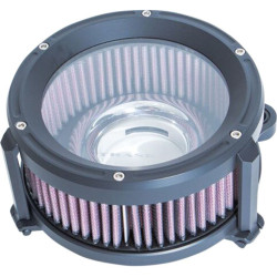 PartzBiz HD DS10102266 - Trask Black Assault Charge Stage 1 เครื่องฟอกอากาศไหลสูง Harley Touring TBW 08-16