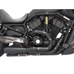 PartzBiz HD DS18002521 - Trask Black TM-5400BK Assault 2-into-1 Exhaust System Harley V-Rod 07-17