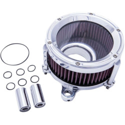 PartzBiz HD DS10102047 - Trask Chrome Assault Charge Stage 1 เครื่องฟอกอากาศไหลสูง Harley Touring TBW 08-16