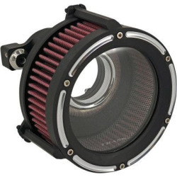 PartzBiz HD DS10102630 - Trask TM-1022-RC Assault Charge High-Flow Air Cleaner Black Cut Harley Sportster 91-22 1010-2629 10102629 sportster ดีที่สุดสำหรับ davidson xl sporty nightster bobber ประสิทธิภาพที่กำหนดเอง