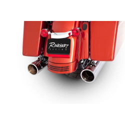 PartzBiz HD 100-0210C - Rinehart True Dual 4" Chrome Slip On Muffler w/ Chrome Endcaps Harley Touring '95-Up | 100-0210C