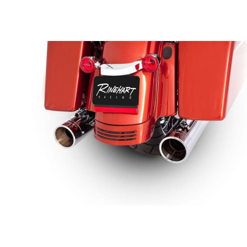 PartzBiz HD: 4402152-Rinehart True Dual 4" Chrome Slip On Muffler w/ Chrome Endcaps Harley Touring '95-Up | 100-0210C