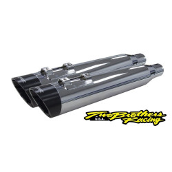 PartzBiz HD TBR005-4380499D-S - Two Brothers 0005-4380499D-S Chrome Dual Slip On Slash Cut 95-16 Harley FLH FLT 597018 exhaust touring electra glide