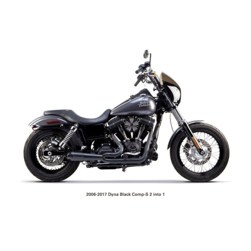 PartzBiz HD: 4402055-Two Brothers 005-3750199-B Black Comp-S 2-1 Full System 06-17 Harley Dyna 597701 fatbob fatboy breakout fat tire wide exhaust harley davidson glide lowrider