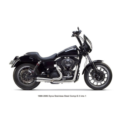 PartzBiz HD: 4402035-Two Brothers 005-4280199 Stainless Comp-S 2-1 Full System 99-05 Harley Dyna 597706 930-02046 fatbob fatboy breakout fat tire wide exhaust harley davidson glide lowrider
