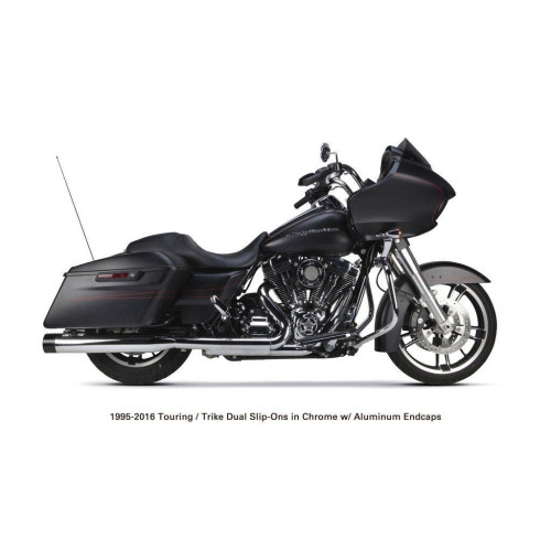 PartzBiz HD: 4402040-Two Brothers 005-4380499D Chrome Dual Slip On Mufflers 95-16 Harley FLH FLT 597725 exhaust touring electra glide