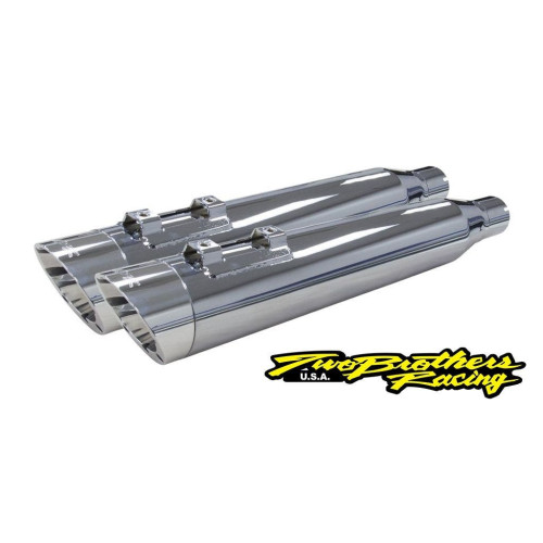 PartzBiz HD: 4402000-Two Brothers 005-4380499D-PS Chrome Dual Slip On Slash Cut 95-16 Harley FLH FLT 597016 exhaust touring electra glide