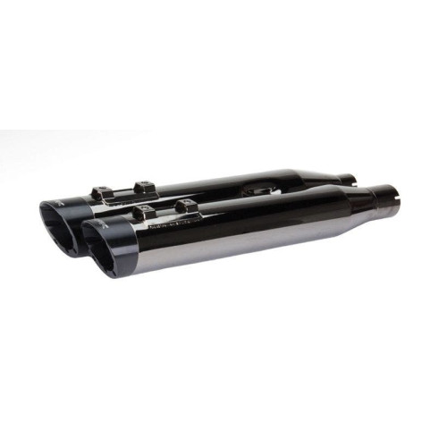 PartzBiz HD: 4402012-Two Brothers 005-456D-BCS Black Chrome Angled Slip On Mufflers 17-19 Harley Touring FLH FLT custom exhaust upgrade