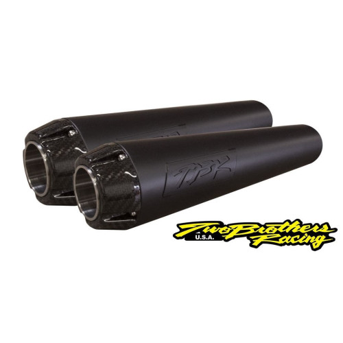 PartzBiz HD: 4401977-Two Brothers 005-5040499D-B Black Comp-S Short Slip Ons 18-19 Harley Fatbob 597692 2 into 1 performance headers exhaust ceramic polished stainless steel slash cut fxfb davidson