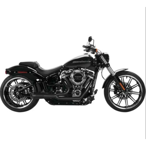 PartzBiz HD: 4401940-Two Brothers Black Comp-S 2-n-1 Turnout Exhaust System Harley Softail 18-19 597023 005-5120199-B 930-02075