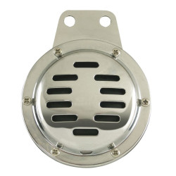 PartzBiz HD MW16-21 - Ultima 16-21 ชุบโครเมี่ยม 6V Universal Horn w/ฝาครอบ Harley และรุ่นที่กำหนดเองเปลี่ยน oe honk ที่ดีที่สุดสำหรับความปลอดภัยทางไฟฟ้า