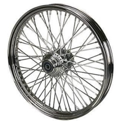 PartzBiz HD MW36-412 - Ultima 36-412 Chrome 60 Spoke ล้อหน้า w/ Billet Hub 21” x 2.15” Harley Custom Chopper อัพเกรดเปลี่ยนขอบ Spokes Softail