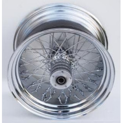PartzBiz HD MW36-415 - Ultima 36-415 Chrome 60 Spoke Rear Wheel w/ Billet Hub 18” x 10.50” 1” Axle Harley Davidson Chopper Bike Motorcycle Custom Upgrade Replacement Rim Hub Wire Old School Classic