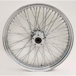 PartzBiz HD MW36-491 - Ultima 36-491 Chrome 60 Spoke ล้อหน้า Billet Hub 21” x 3.5” Harley Davidson Dual Disc Harley Custom Chopper อัพเกรดเปลี่ยนขอบ Spokes Softail