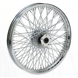 PartzBiz HD MW36-498 - ล้อหน้า Ultima 36-498 Chrome 80 Spoke พร้อมดุม Billet 21”x 3.50” 1” Axle dual disc