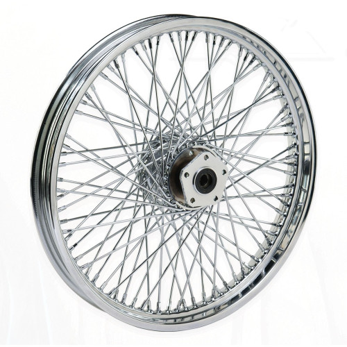 PartzBiz HD: 4401794-ล้อหน้า Ultima 36-498 Chrome 80 Spoke พร้อมดุม Billet 21”x 3.50” 1” Axle dual disc
