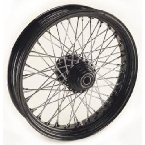 PartzBiz HD: 4401802-Ultima 36-651 Black / Chrome Billet 60 Spoke 18 x 3.5 ” ล้อหน้าดิสก์เดี่ยว 1 ” เพลา 00-07 Harley Davidson Custom Chopper Bike Motorcycle Rim Classic Upgrade Replacement