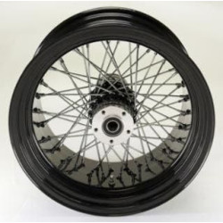 PartzBiz HD MW36-661 - Ultima 36-661 Black / Chrome Billet 60 Spoke 18 x 10.5 ”ล้อหลัง 1 ” Axle 00-07 Harley Davidson Custom Chopper Bike Motorcycle Rim Classic Upgrade Replacement