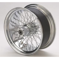 PartzBiz HD MW36-960 - Ultima 36-960 Chrome 60 Spoke Rear Wheel w/ Billet Hub 18” x 8.50” 1” Axle Harley Davidson Chopper Bike Motorcycle Custom Upgrade Replacement Rim Hub Wire Old School Classic