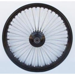 PartzBiz HD MW37-541 - ล้อหน้า Ultima 37-541 Black Fat King 48 ก้าน พร้อมดุม Billet 26 ”x3.5 ” เดี่ยว