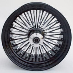 PartzBiz HD MW37-545 - Ultima 37-545 Chrome Black 48 King Spoke 18 x 10.5” ล้อหลัง 1” เพลา 00-07 Harley Davidson Custom Chopper Bike Motorcycle Rim Classic Upgrade Replacement