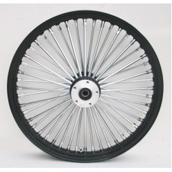 PartzBiz HD MW37-549 - Ultima 37-549 Black Fat King 48 Spoke Front Wheel พร้อมดุม Billet 23 ”x3.5 ” เพลา 1 ”