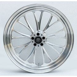 PartzBiz HD MW37-635 - Ultima 37-635 ขัดเงา 18x3.5 ”Manhattan CNC Front Motorcycle Wheel Dual Rotor Harley Davidson Custom Bike Chopper Replacement Upgrade Rim Chrome
