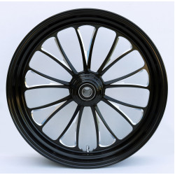 PartzBiz HD MW37-668 - ล้อหน้าอลูมิเนียม Ultima 37-668 Black Manhattan 18 ”x3.5” Single Rotor