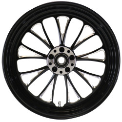 PartzBiz HD MW37-673 - ล้อหลังอลูมิเนียม Ultima 37-673 Black Manhattan 18 ”x3.5” Custom Harley