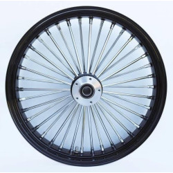 PartzBiz HD MW37-751 - Ultima 37-754 Chrome & Black 38 King Spoke 21x3.5 แผ่นดิสก์คู่ล้อหน้า Harley Davidson Custom Chopper Bike ขอบรถจักรยานยนต์ Classic Upgrade Replacement