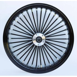PartzBiz HD MW37-755 - Ultima 37-755 สีดำ 38 King Spoke 21x3.5 ”ล้อหน้า Dual Rotor Harley Davidson Custom Chopper Bike ขอบรถจักรยานยนต์คลาสสิกอัพเกรดเปลี่ยน