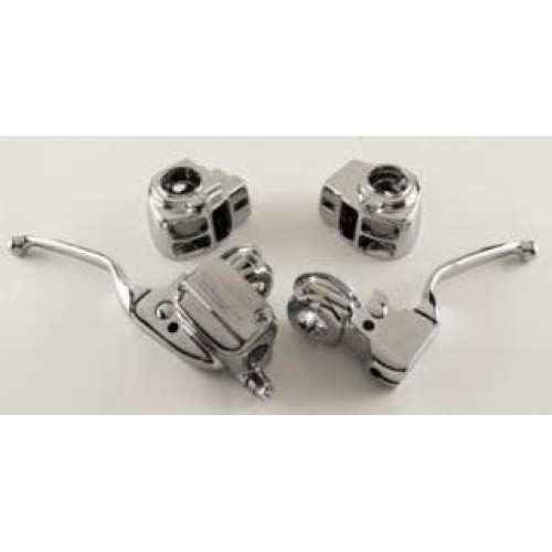 PartzBiz HD: 4401660-Ultima 47-703 Chrome Handlebar Control Kit 15mm Bore MC 08-13 Harley FL Touring | 47-703 button switch covers brake clutch levers 