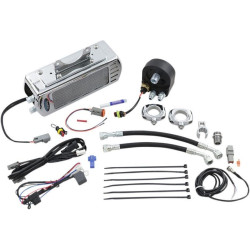 PartzBiz HD DS07130203 - UltraCool SMT-2C Chrome Fan Cooled Plug N Play Oil Cooler kit 09-16 Harley-Davidson Touring street road electra glide king FLH FLT 0713-0203 07130203