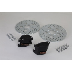 PartzBiz HD VT23-1214 - V-Twin 23-1214 Black Front Dual Disc Caliper & 10" Disc Kit 73-83 Harley FX XL sportster super glide replcement upgrade brakes 